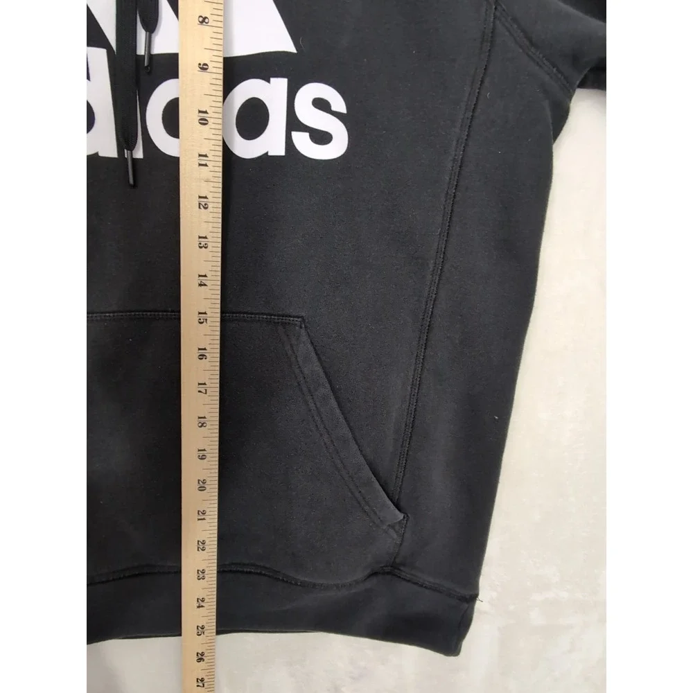 Adidas Hoodie Sweatshirt Mens M Black White Logo Athletic‎ Casual Gym Pullover